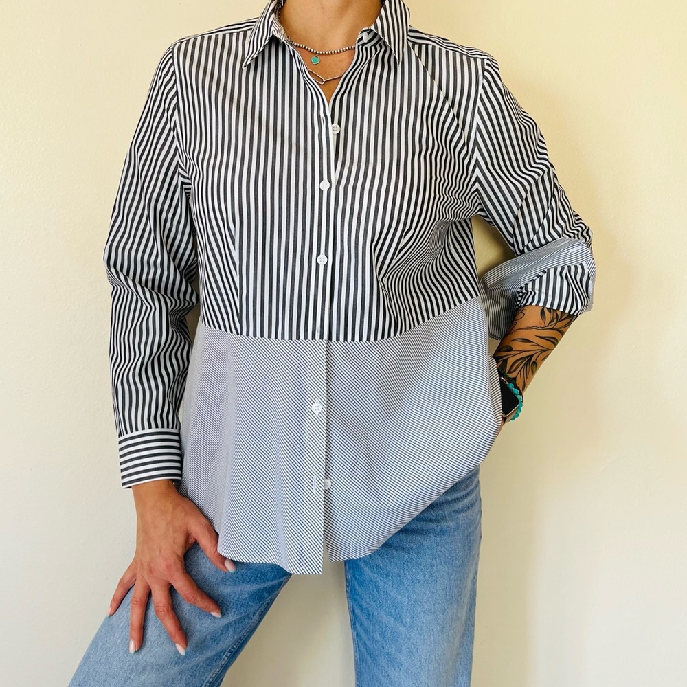 Chico’s no iron striped long sleeve button down shirt - Picture 3 of 7